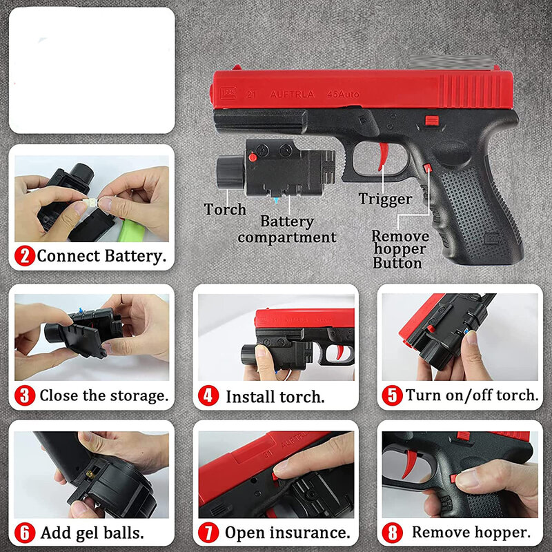 Glock gel grânulos gel blaster arma elétrica orbeez arma de ar automático brinquedos pistola arma para crianças cs combate ao ar livre jogo