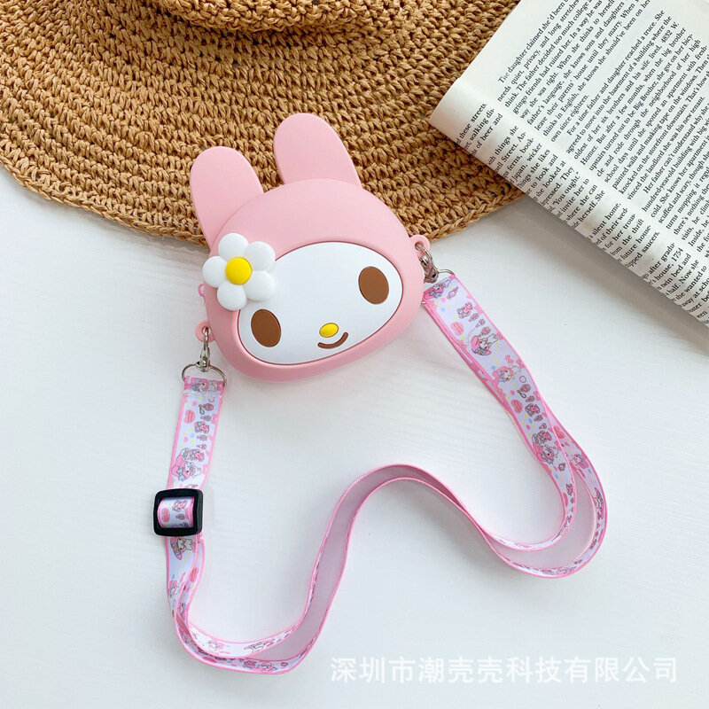 Sanrio-monedero de silicona de 7 estilos para niños, monedero de dibujos animados, bonito bolso de hombro de Hello Kitty, regalo
