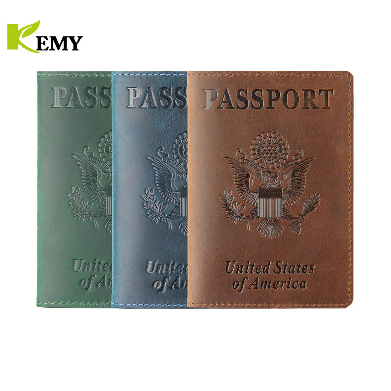 KemyWomen 남자 RFID 빈티지 비즈니스 여권 커버 홀더 다기능 ID 은행 카드 가죽 지갑 케이스 여행 액세서리