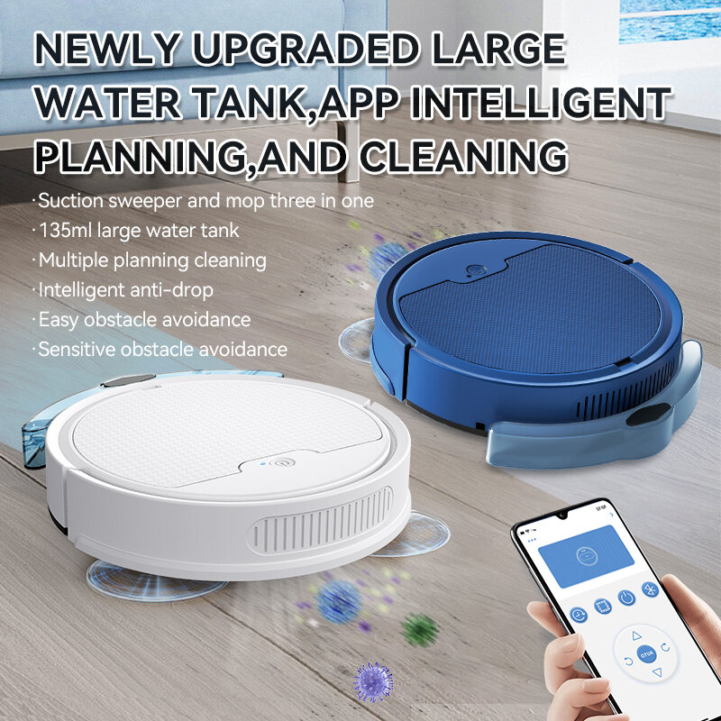 New upgraded Vacuum Cleaner APP Intelligent Remote Control Sweeping Wet 3-In-1 anti-fall Vacuum Cleaning Machine with Water Tank