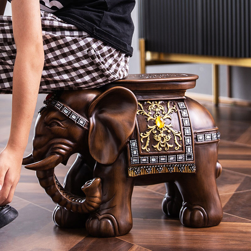 Elephant changing shoe stool home new Chinese living room home decoration ornaments door