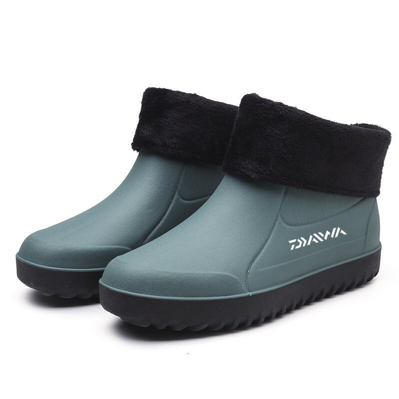 Daiwa-zapatos de pesca impermeables para exteriores, calzado antideslizante para senderismo, botas de goma para la lluvia, zapatos de trabajo de jardín de lana