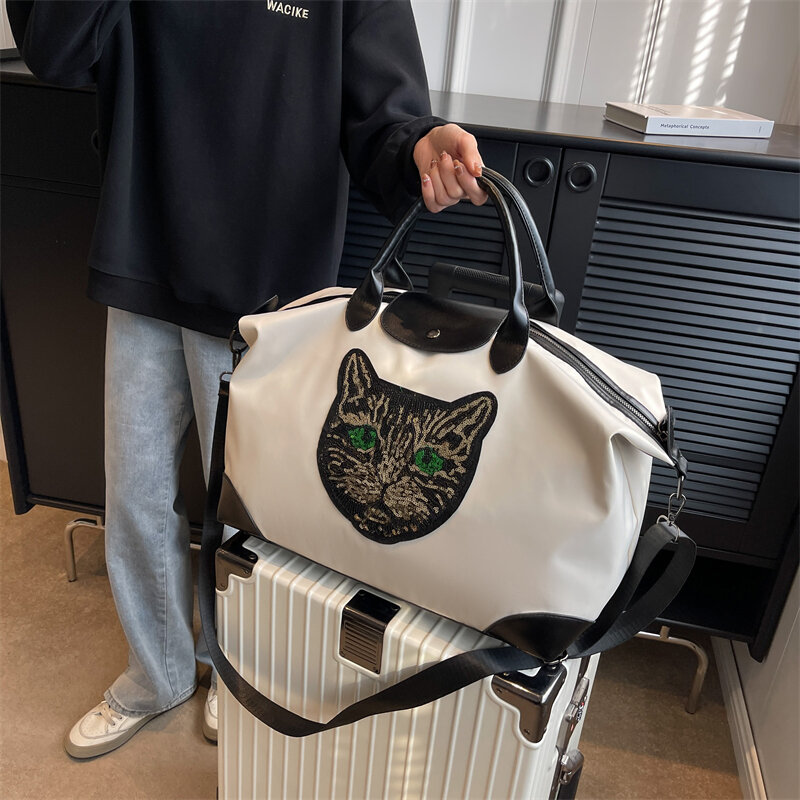 YILIAN-대용량 방수 여행 가방, 휴대용 더플 옥스포드 천 더플 가방 여성용 짧은 운반 여행 가방