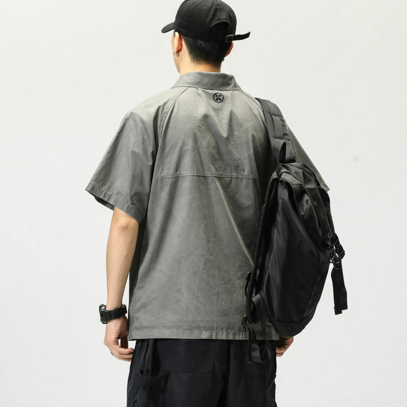 T-shirt manches mi-longues pour homme, Streetwear, ample, estival et noir, Harajuku
