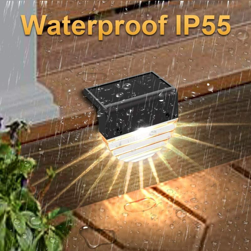 Outdoor Solar Deck Lights for Patio, Stairs,Yard, Garden Pathway, Step and Fences, 10 Lumens, Warm White/Color Changing Lighting