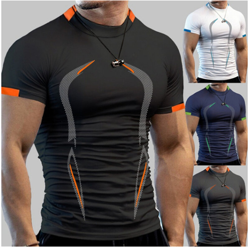 Zomer Gym Shirt Sport T-shirt Mannen Quick Dry Running Shirt Mannen Workout Tees Fitness Tops Oversized Korte Mouwen T-shirt kleding
