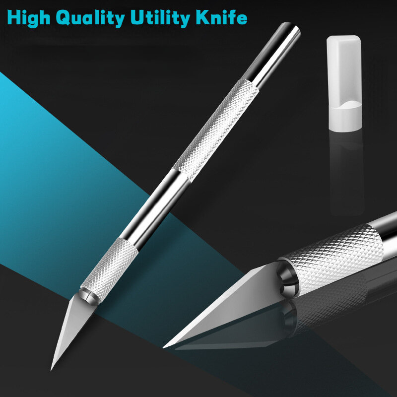 6PCS Aluminum Alloy Utility Knife Wood Cutter Knifes Carve Tool Sculpture Utility Engrave Sharp Metal Scalpel Woodcarve Blade