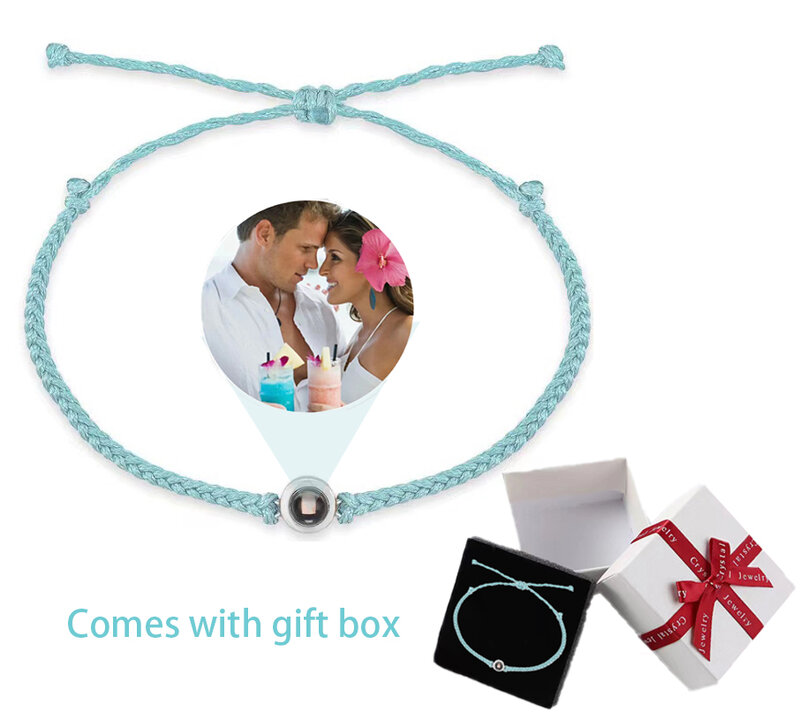 Персонализированный браслет с проекцией для фотографий в виде Круга, подарок на день рождества для пар, ювелирные изделия на заказ, подарок ...