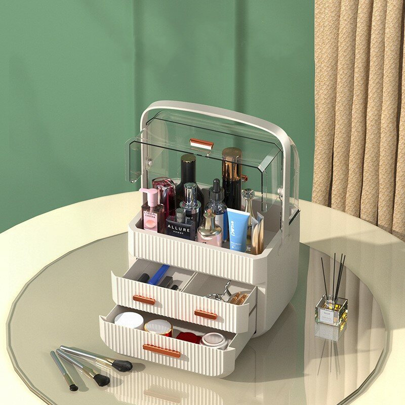 Large Capacity Makeup Organizer Box, Cosmetic Storage com gaveta, Skincare Mask, Batom Desktop Holder, Frete Grátis