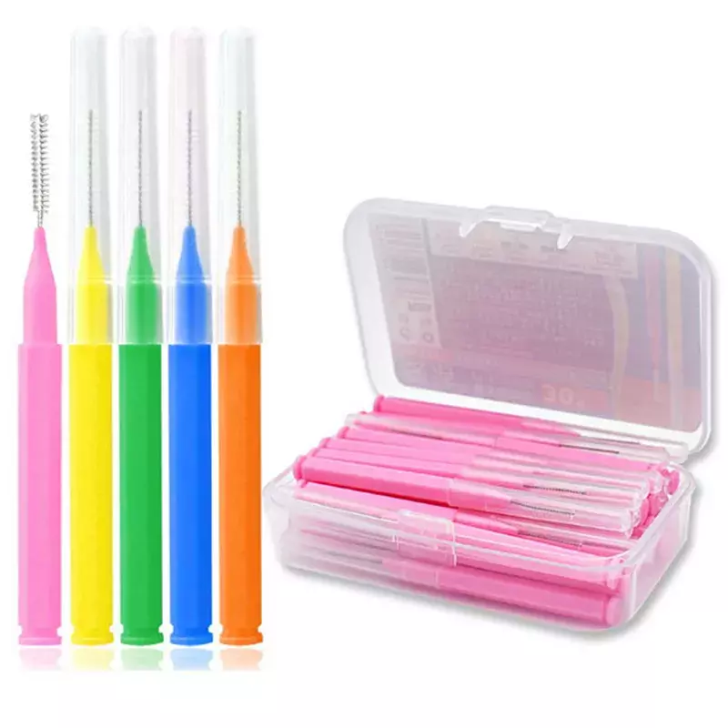 20/30/40pcs/Box I Shaped Interdental Brush Denta Floss Interdental Cleaners Dental Teeth Brush Toothpick Oral Care Tool