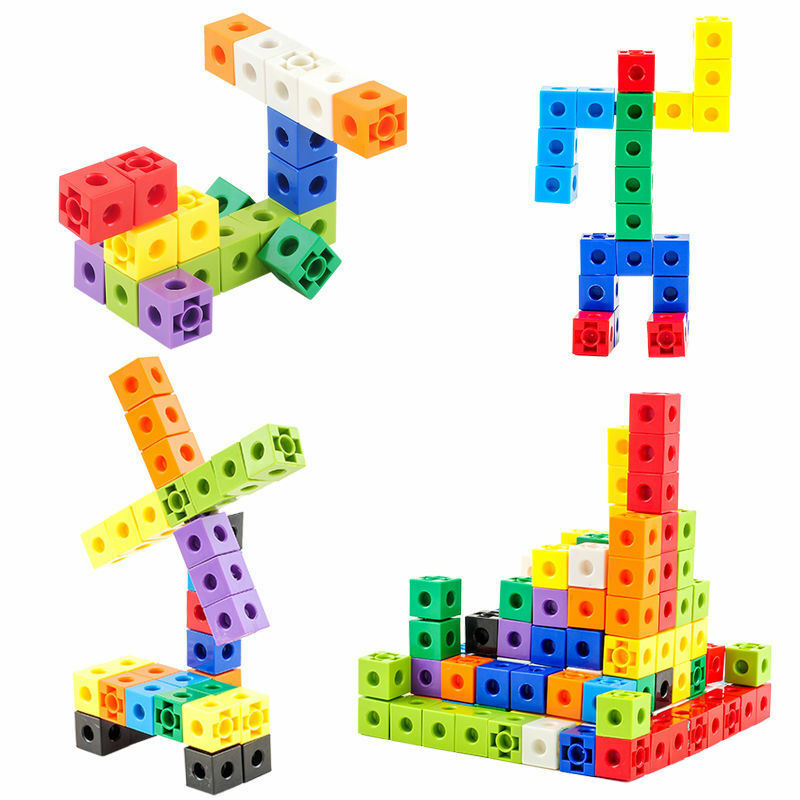 100 Buah Balok Angka Bertautan untuk Menghitung Kubus Jepret Blok untuk Mengajar Mainan Matematika Stiker Hadiah Edukasi untuk Anak-anak