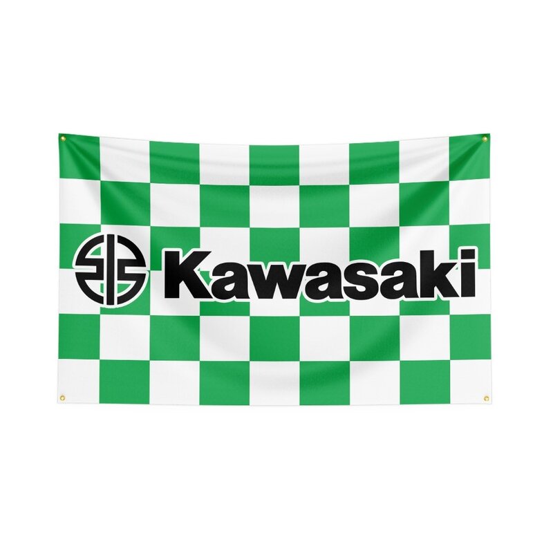 3 × 5フィートkawasakiオートバイ旗ポリエステルデジタルプリントレースバナーモトクラブ