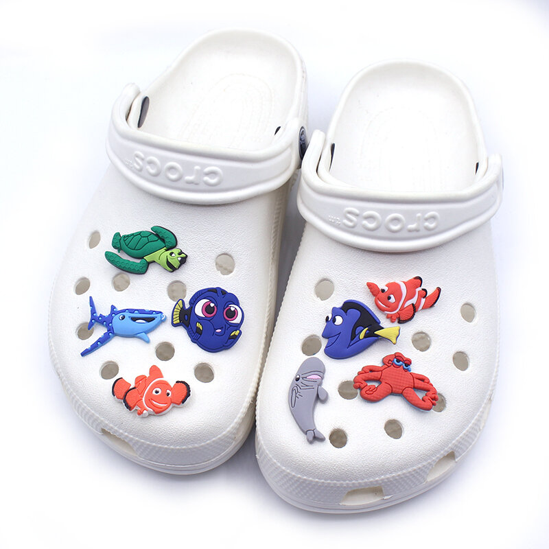 1Pcs Sea Animals Turtle Conch Crab Shark Cute Fish PVC Shoe Charms Accessories Shoe Buckle Decorations Shoes Ormaments Fit
