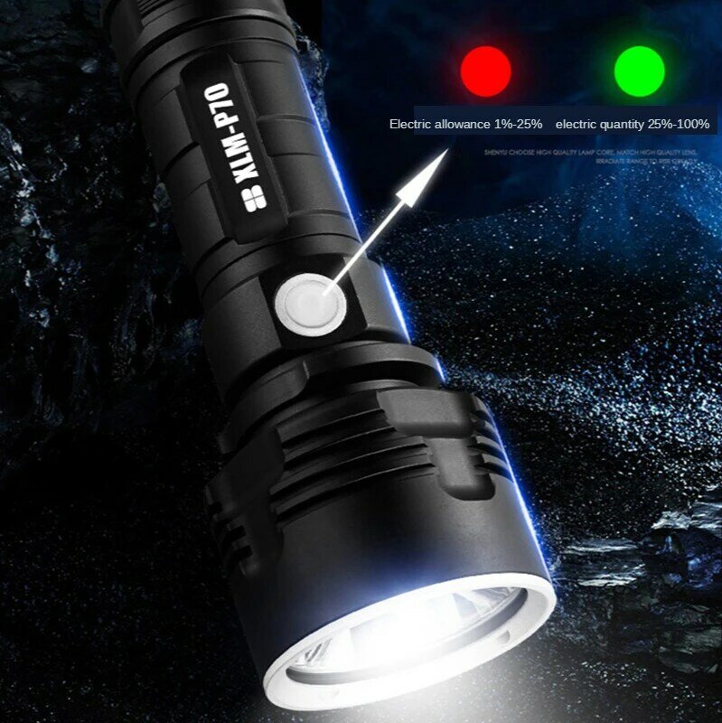 Тактический фонарик XHP50, супермощный светодиодный фонарь L2, водонепроницаемый Ультраяркий, с зарядкой от USB, для кемпинга