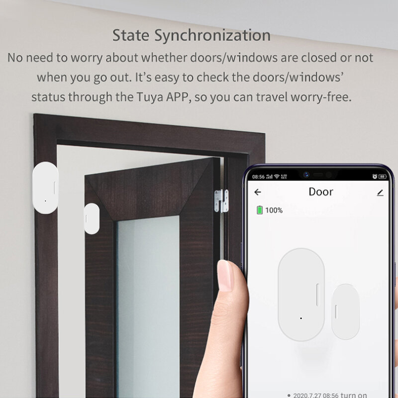 Tuya Zigbee Door Sensor Window Sensor Smart Home Automation Security Protection Smartlife APP Alarm Remote Real-Time Push