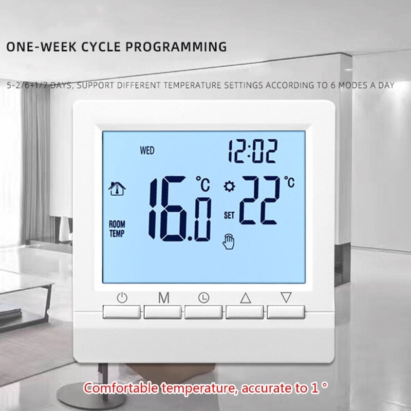 Thermostat Programmable Room Underfloor Heating Temperature Controller for Gas Boiler  Powered Thermostat ABS- G6KA