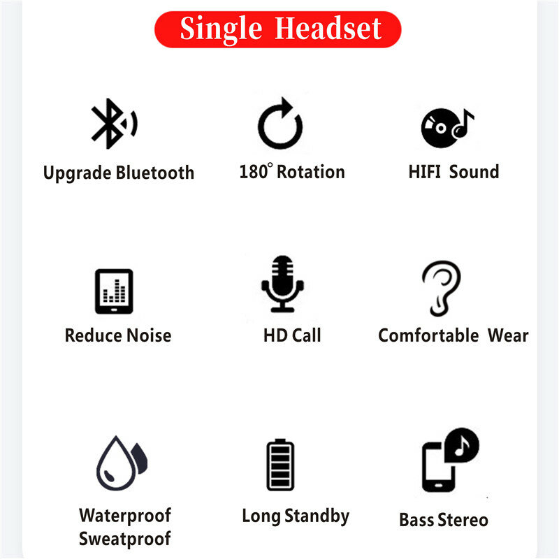 Lenovo HX106 Earphone Bluetooth Asli Pro Kait Telinga Bluetooth Nirkabel 5.0 Earbud dengan Mikrofon 40 Jam untuk Rapat Berkendara