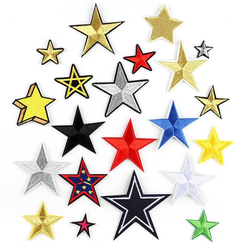 21 pcs pentagramma multicolor Series per vestiti ferro su toppe ricamate per cappello Jeans Sticker cucire Applique da stiro fai da te