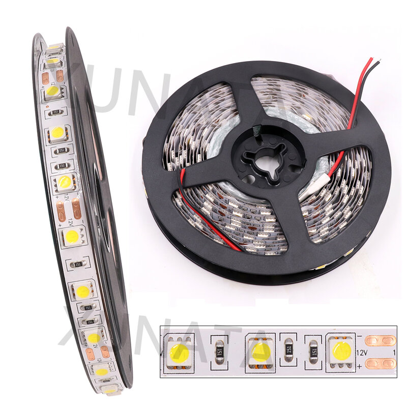 DC12V LED Strip Light SMD5050 60LEDs/M Flexible LED Tape with DC Connector Waterproof LED Ribbon EU/US/AU/UK Plug for Decoration