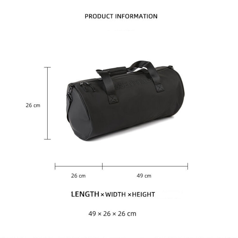 ESSENTIALS Luxury Brand Men Women Travel Bags Duffle Bag Handbag Large Capacity Black Suitcases Fashion Casual Waterproof Zipper