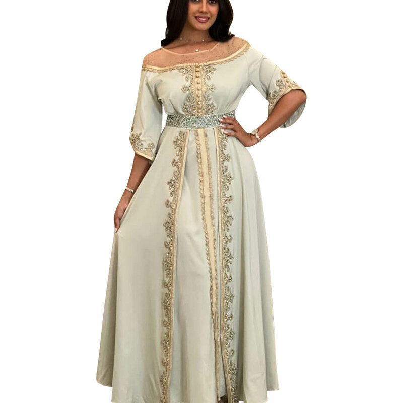 Vestidos de noite a linha de cetim apliques e diamante longo turco eid al-adha vestidos de luxo robe