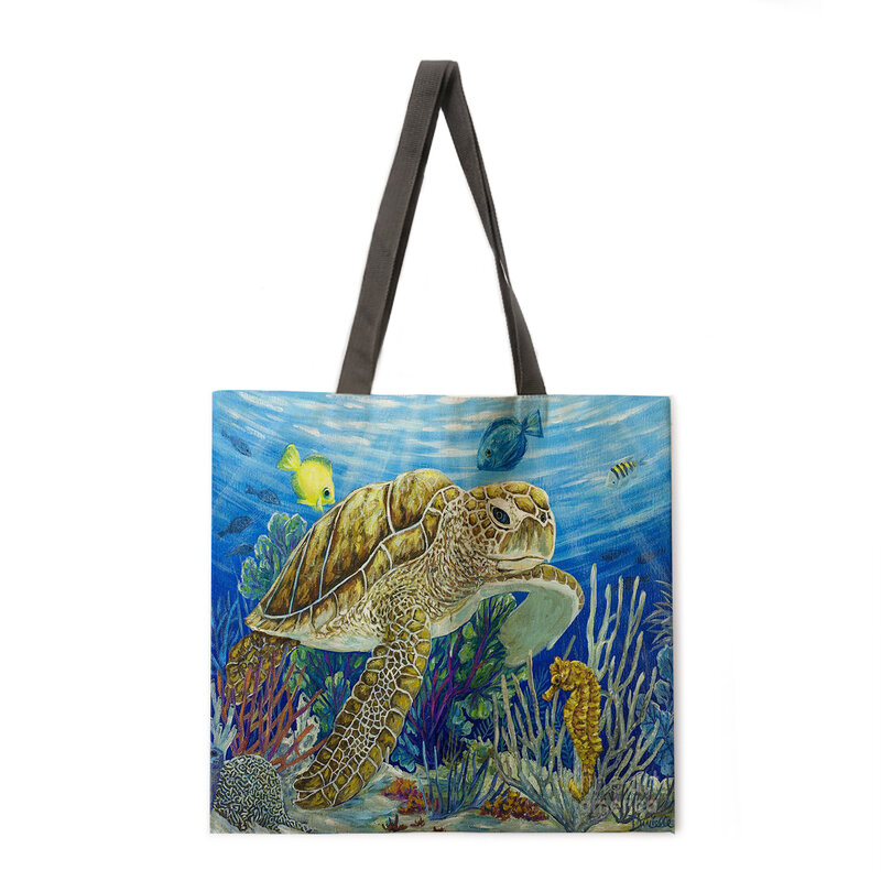 Ocean shell borsa stampata borsa casual da donna borsa a tracolla da donna borsa per la spesa pieghevole borsa da spiaggia