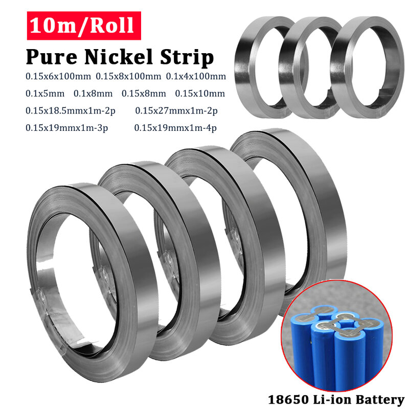 10m Pure Nickel Strip For Lithium Battery Pack Welding 99.6% Purity 32ft Nickle Tabs For 18650 26650 Battery Pack Spot Welding