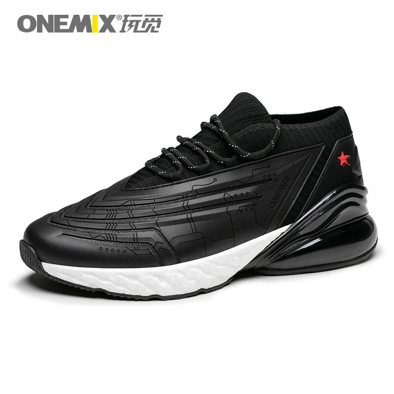 ONEMIX-Zapatillas deportivas de malla transpirable para hombre, zapatos atléticos para exteriores, de cuero, informales, a la moda