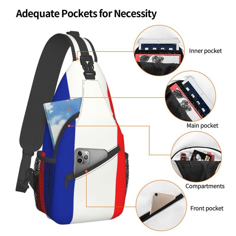 Mochila de viaje personalizada con bandera francesa para hombre, bandolera de hombro a la moda, mochila de pecho, mochila de viaje