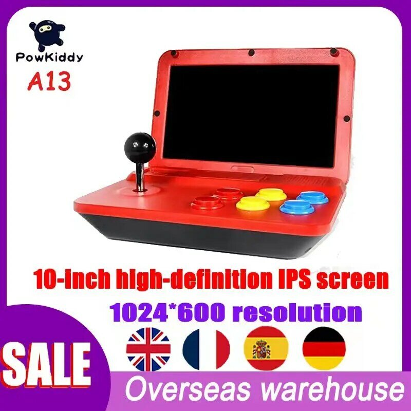 Powkiddy-consola de videojuegos A13 con pantalla grande de 10 pulgadas, videoconsola Arcade Retro, simulador de CPU, Joystick desmontable, salida HD Mini