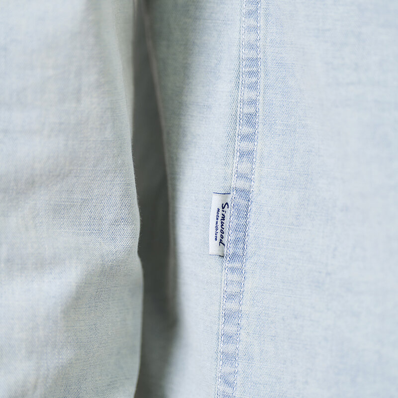 SIMWOOD – chemises Vintage en Denim pour hommes, surdimensionnées, en tissu 2022 coton, sur la poitrine, avec lettres brodées, grandes tailles, nouvelle collection automne 100%, 6oz
