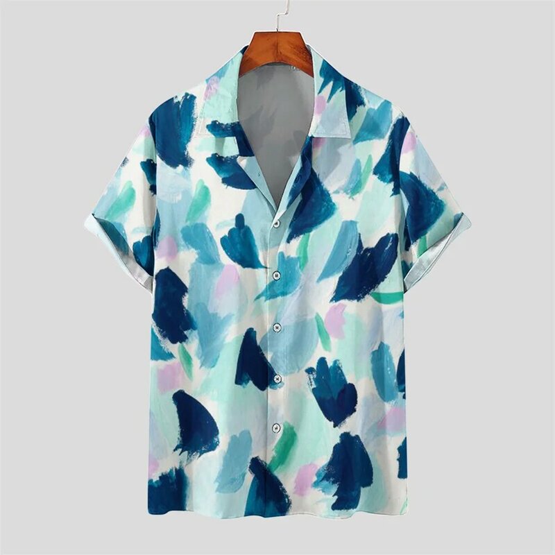 Весна-лето 2023, модная мужская Повседневная рубашка с короткими рукавами и 3d-цифровым принтом в китайском стиле