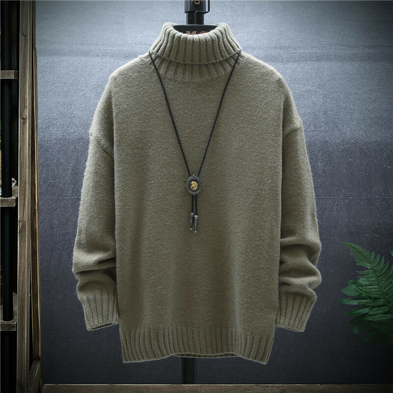 Зимние мужские свитера, водолазка, кашемировый флисовый пуловер, трендовая Корейская версия, свободный свитер, мужская повседневная притал...