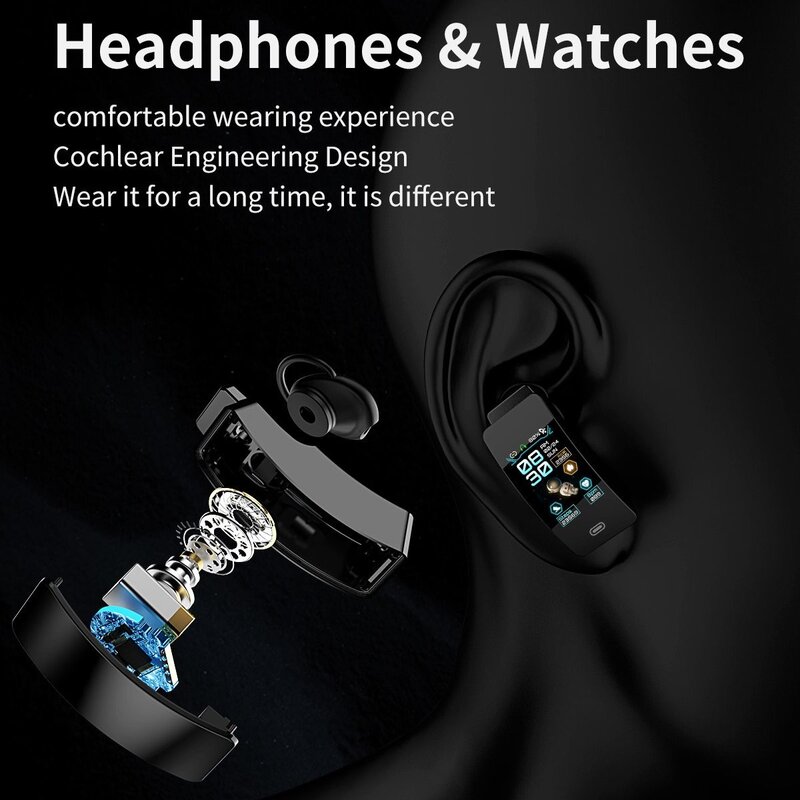 2022 neue Bluetooth headset smart armband wearable sport handgelenk strap touchscreen anruf hören herz rate uhr Zeit begrenzte