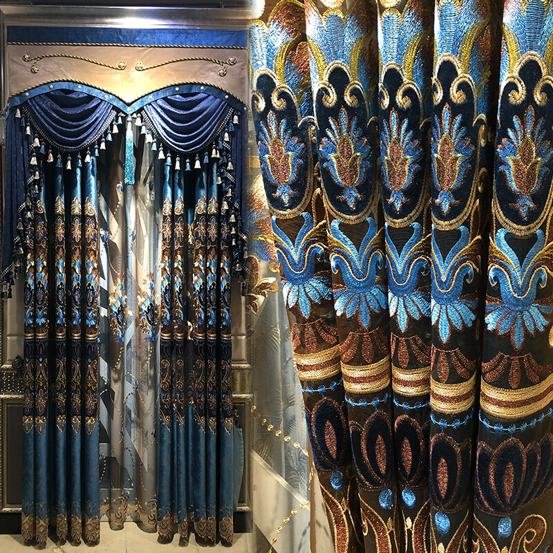 Europejski styl Chenille haftowane wysoko cieniowane zasłony zaciemniające do salonu zasłony do sypialni luksusowe wyposażenie domu
