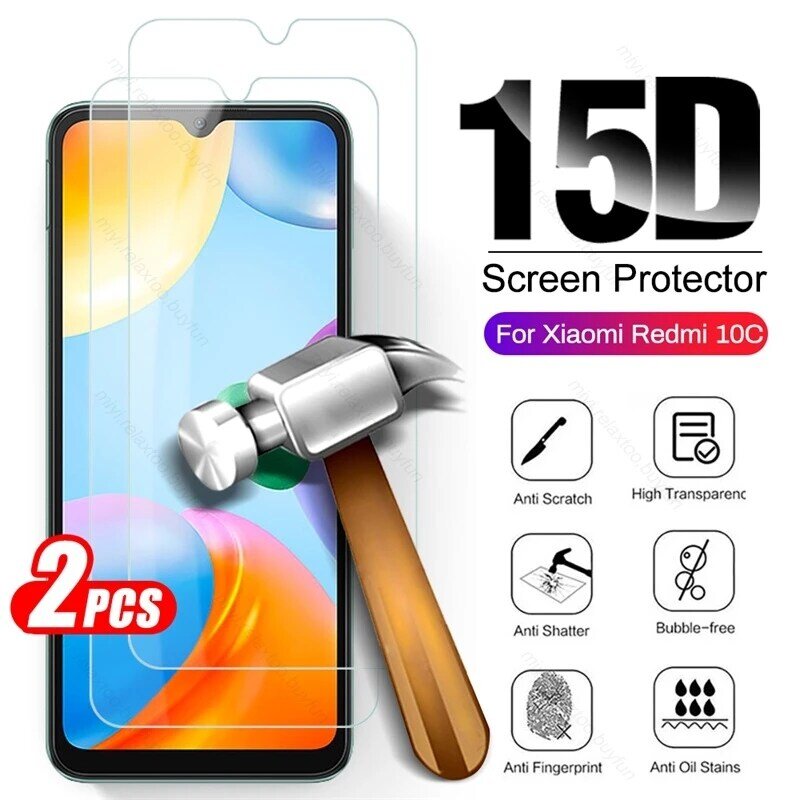 Protecteur d'Écran en Verre pour Xiaomi, Film de Protection pour Redmi 10C, 10 C, C10, 2 Pièces