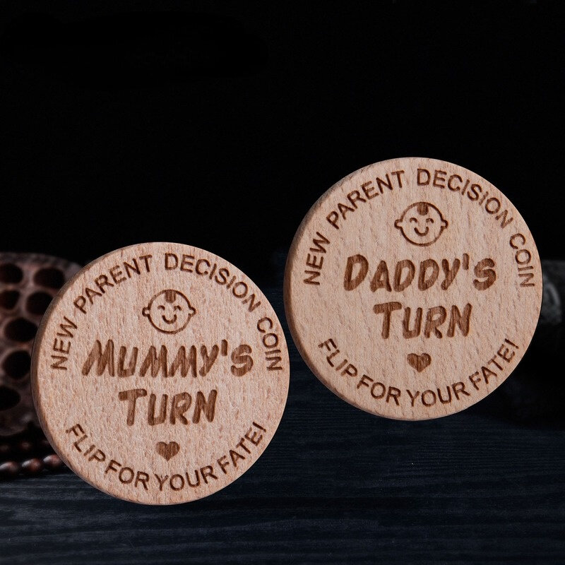 Children's Challenge Coins Mom Dad Decision Coins Fun Game Coins Metal Commemorative Coins Wooden Coins
