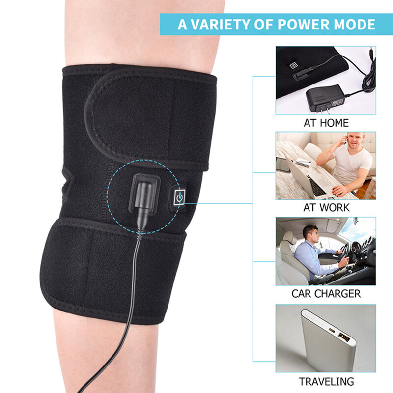 Массажный бандаж для колена с подогревом, Электрический Вибрационный массажер для колена, горячие и холодные наколенники для колена, рана б...