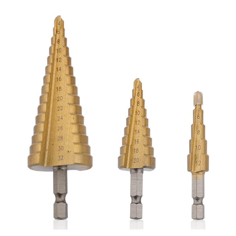 Electrician Drill 4-12mm 4-20mm 4-32mm Straight Grooved Hss Step Drills Bit Titanium Coated Wood Metal Hole Cutter Drilling Tool