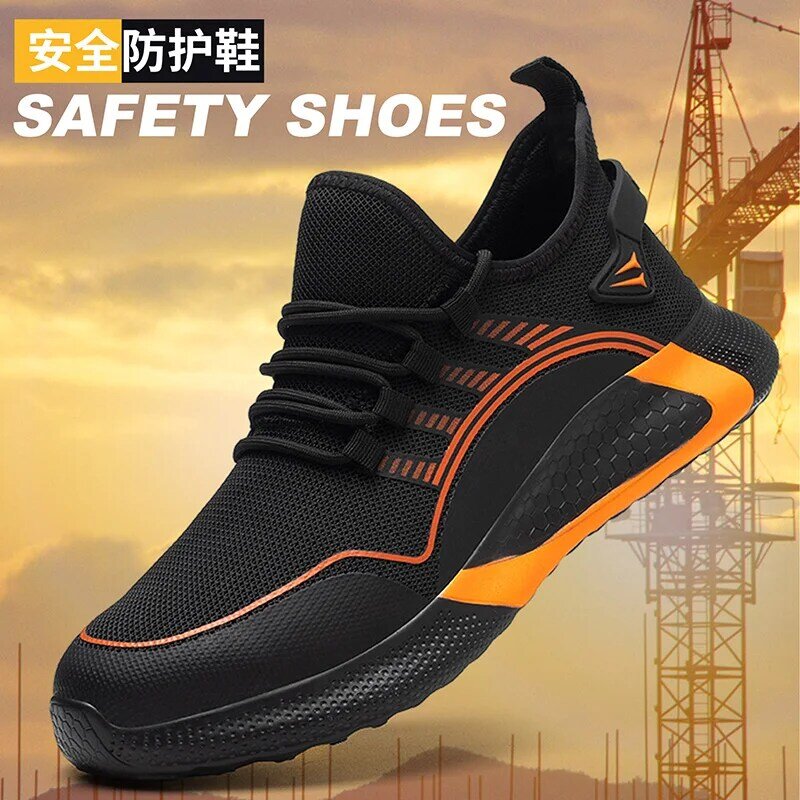 Мужские легкие кроссовки для защиты от повреждений, повседневные рабочие кроссовки, мужские рабочие ботинки, легкие защитные ботинки, нови...
