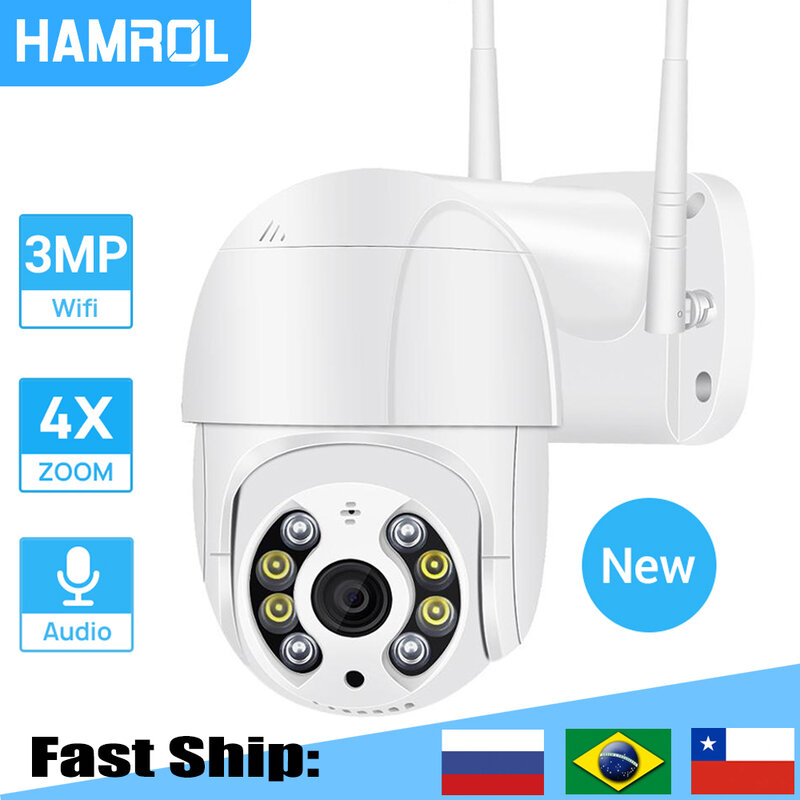 HAMROL 3MP Mini PTZ Wifi กล้อง IP 4XDigital ZOOM Auto ติดตาม AI Human Detection กันน้ำกลางแจ้งกล้อง ONVIF ICSEE h.265X