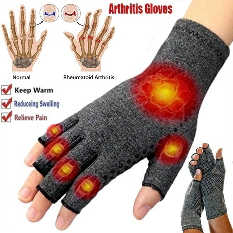 Gants de thérapie Anti-arthrite à Compression, 1 paire, pour la rééducation, sans doigts, pour soutenir le poignet, pour l'hiver