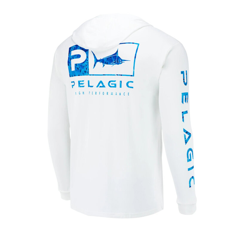 Odzież wędkarska Pelagic Gear letnia męska koszulka z długim rękawem koszula z motywem ryby ochrona przed słońcem oddychająca odzież wędkarska z kapturem