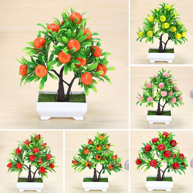 Planta Artificial en maceta con fruta de espuma para decoración de mesa, sala de estar, hogar