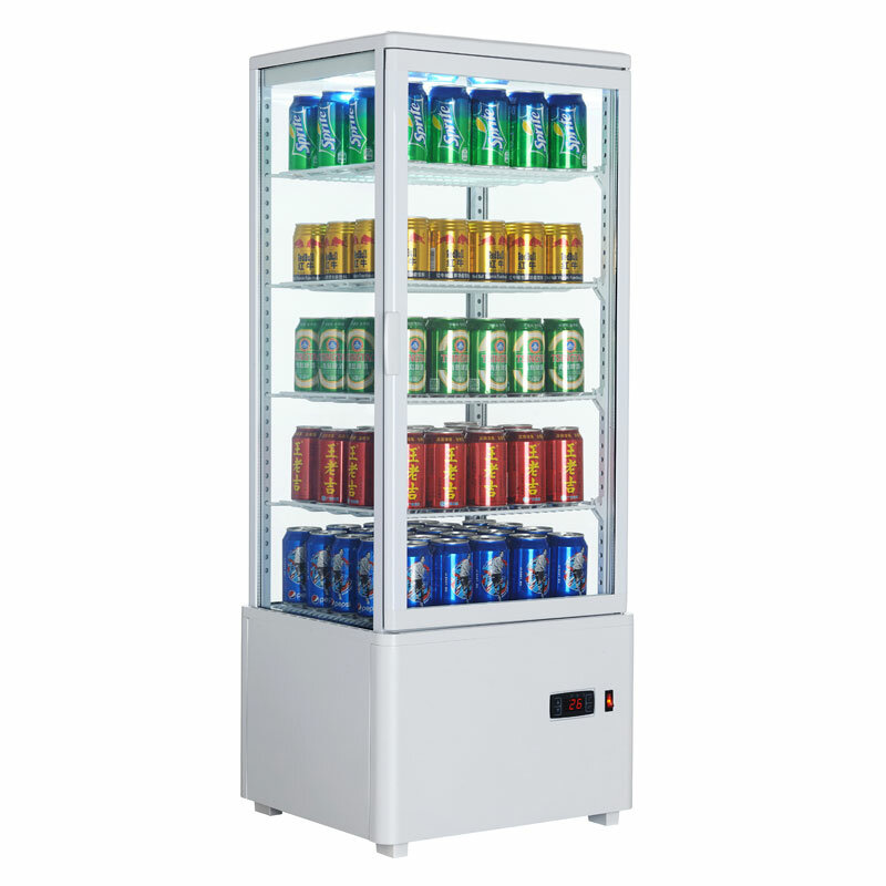 Bakery Showcase Glass Four Sides Glass Display Countertop Refrigerated Cooler Freezer Refrigerator XC-98L Glass Sliding Door 98L