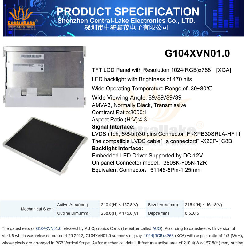 Diskon Besar untuk Layar Display Industri LCD 10.4 KDK Termasuk Papan Pengontrol RTD2483V1.0 Plus Panel 10.4 Inci G104XVN01.0