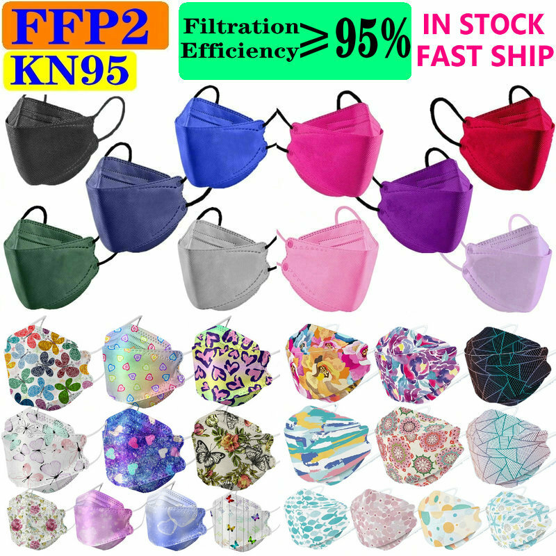 80 Colors FFP2 MASK CE KN95 Adult Black Mascarillas Approved Hygienic Protective Wholesale Fish Face Mask FPP2 Filter Respirator