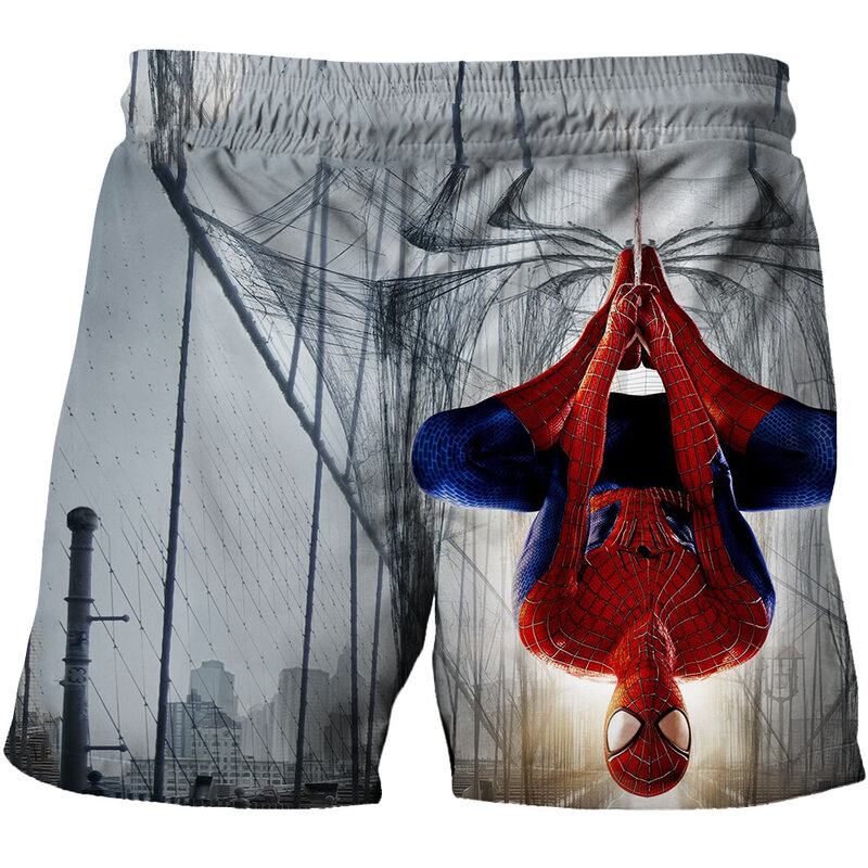 Disfraz de Marvel para niños y niñas, pantalones cortos con estampado de superhéroes, Spiderman, informales, de dibujos animados, para playa