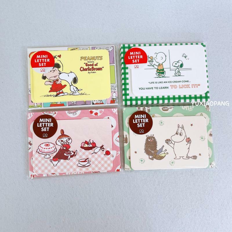 Японская серия Снупи, набор мультяшных фотографий, милые аниме поздравительные открытки, сумка для хранения открыток для девочек, подарки