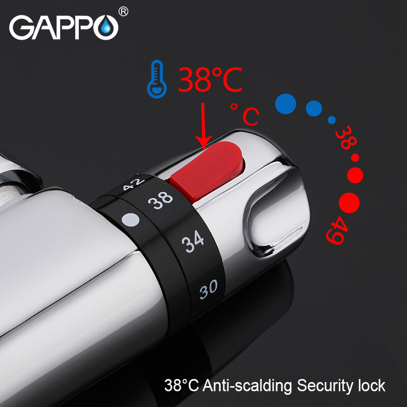 GAPPO  Thermostatic Bath Shower Control Valve Bottom Faucet Wall Mounted Hot And Cold Brass Bathroom Mixer Bathtub Tap